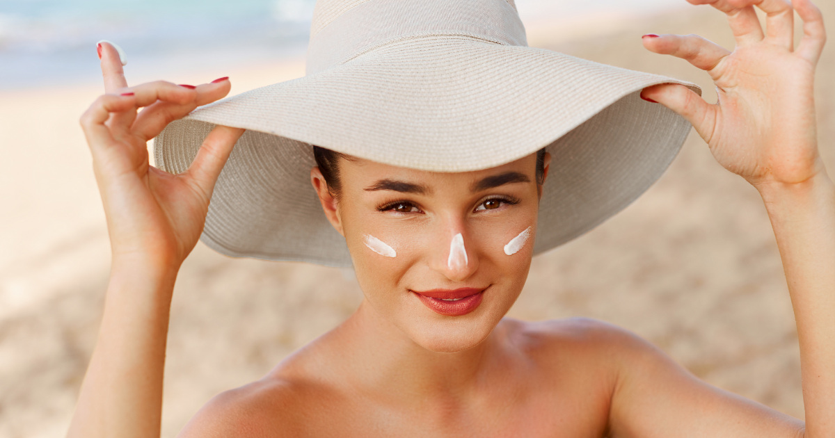 a lady with sunscreen on